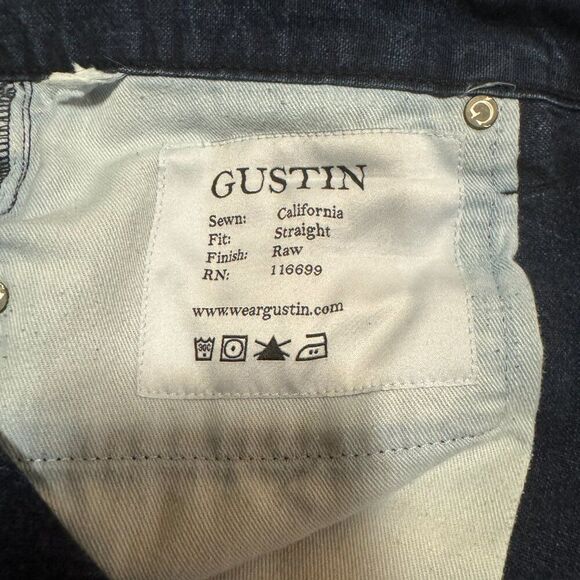 Gustin Men’s Raw Selvedge Denim Jeans - Dark Wash, Button Fly, Size 40x32 - Picture 10 of 11